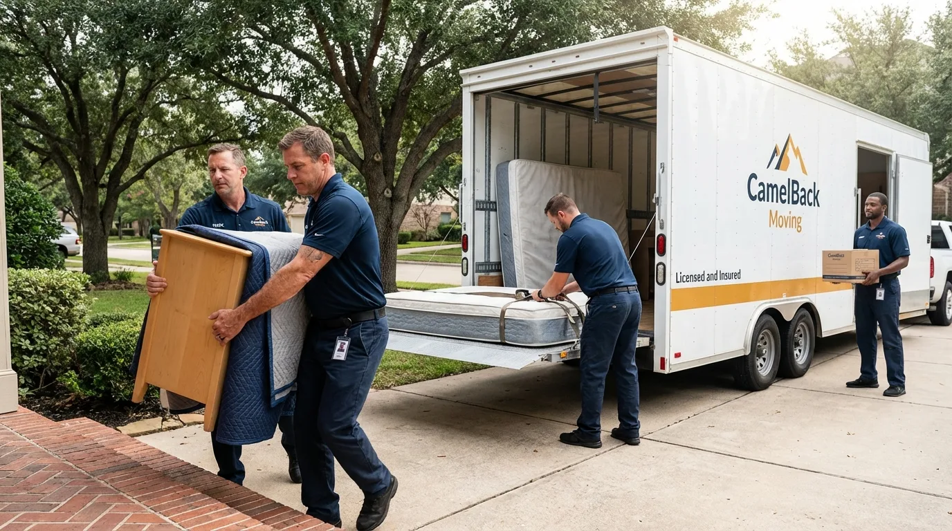 Crew loading residential truck for cross-state move from Covington, VA