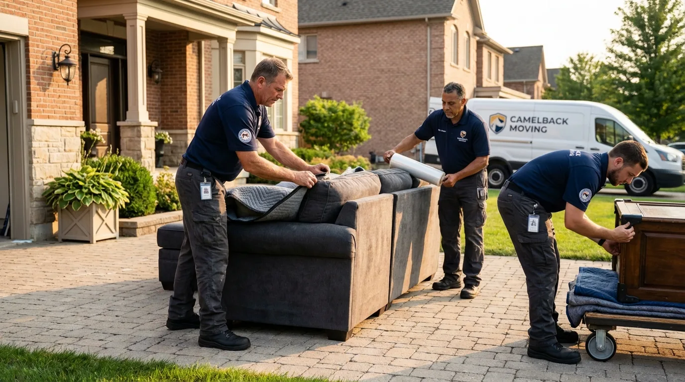 Large estate moving crew wrapping furniture in Covington, VA